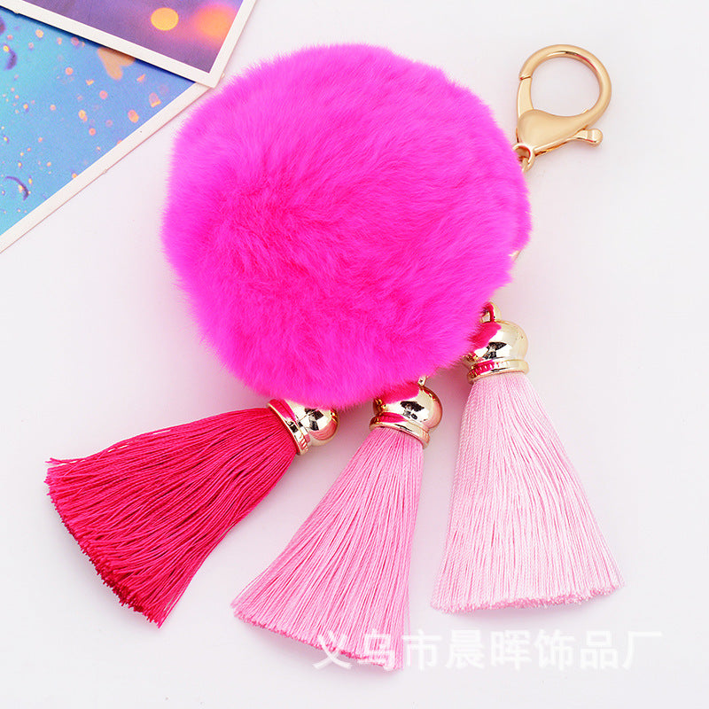Wholesale Creative New Plush Ball Tassel Pendant Wholesale Plush Keychains